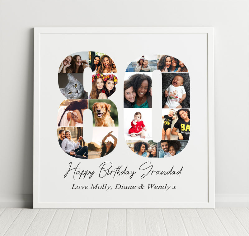 Birthday Collage Large Personalised Framed Print | 16 Images | 50th 60th 80th 90th PureEssenceGreetings