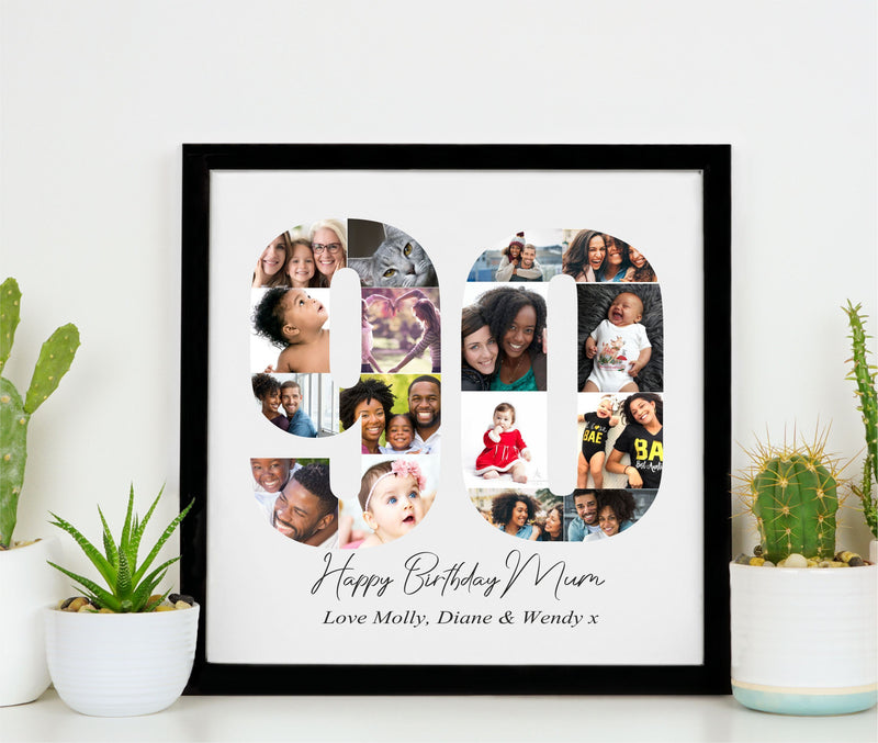 Birthday Collage Large Personalised Framed Print | 16 Images | 50th 60th 80th 90th PureEssenceGreetings