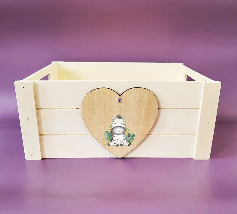 Personalised Children's Wooden Crate | Heart Design PureEssenceGreetings