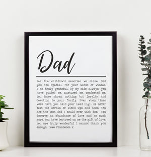 Dad Personalised Framed Poem | For You Dad PureEssenceGreetings 