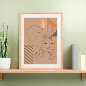 Couples Line Drawing Abstract Print | 02 PureEssenceGreetings