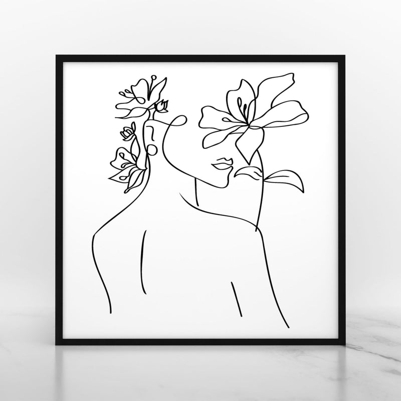 Floral Woman Design Personalised Line Drawing Frame PureEssenceGreetings