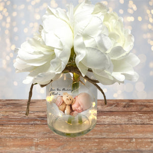 Floral LED Photo Candle Jar | Own Text PureEssenceGreetings