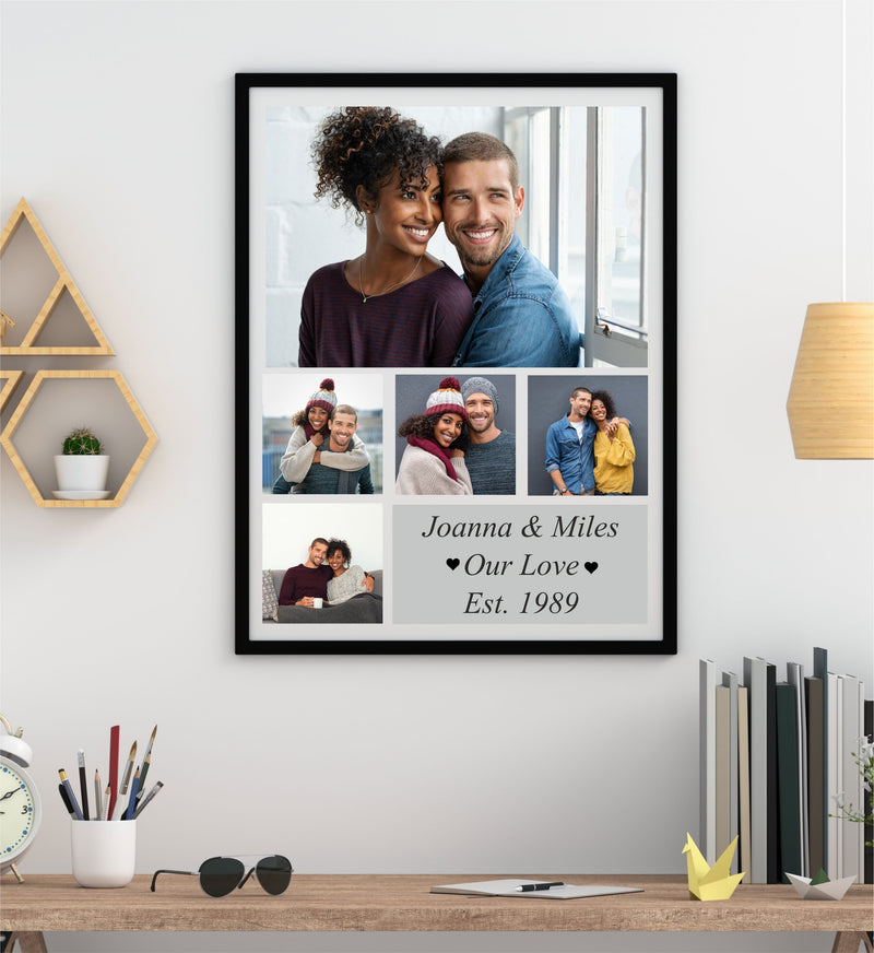 Framed Personalised Large Photo Collage With Your Own Message | 5 Images PureEssenceGreetings