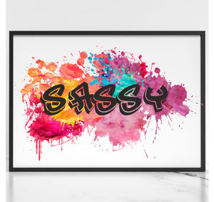 SASSY Graffiti Framed Print PureEssenceGreetings