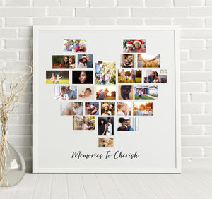 Heart Photo Collage Personalised Framed Print | 25 Images PureEssenceGreetings