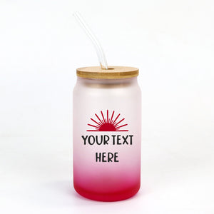 Personalised Glass Jar with Bamboo Lid & Straw - RED PureEssenceGreetings