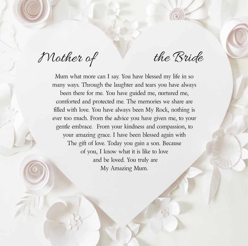 Mother of the Bride Personalised Box Framed Poem PureEssenceGreetings
