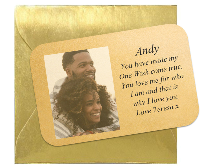 One Wish Personalised Love  Wallet Card PureEssenceGreetings