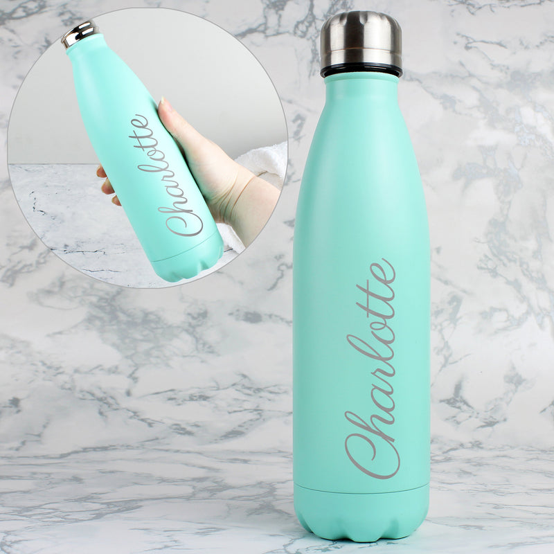 Personalised Metal Insulated Drinks Bottle | Pink | Mint Green - PureEssenceGreetings 