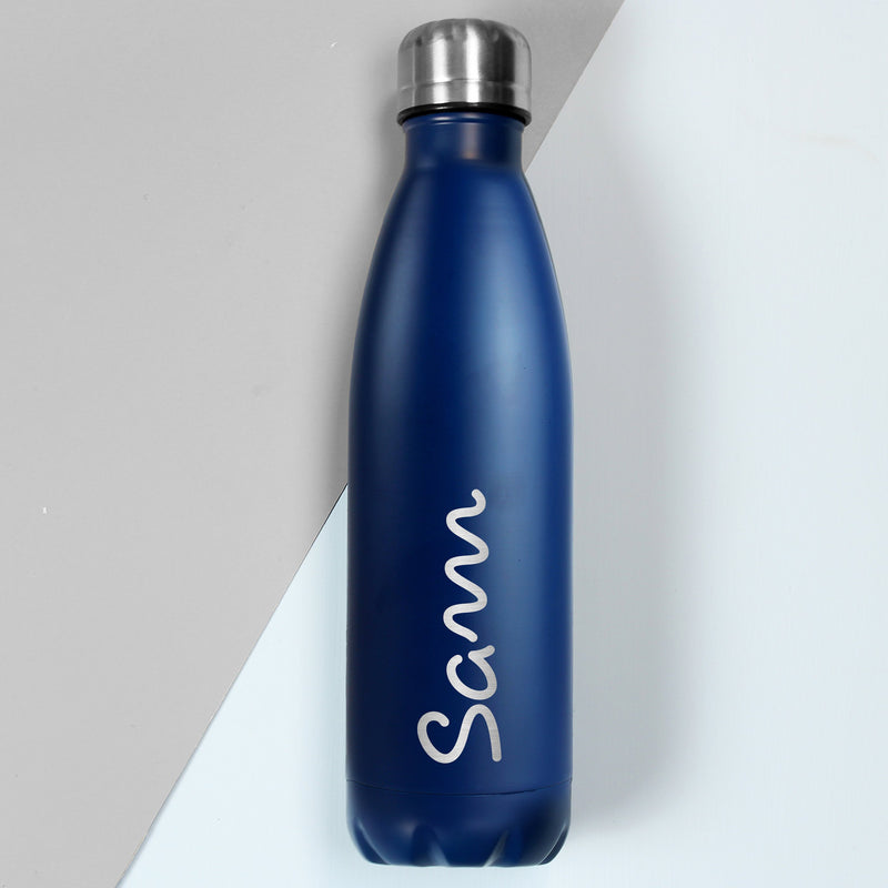 Personalised Drink Bottle - Blue  Metal Insulated Flask Gym Bottle PureEssenceGreetings