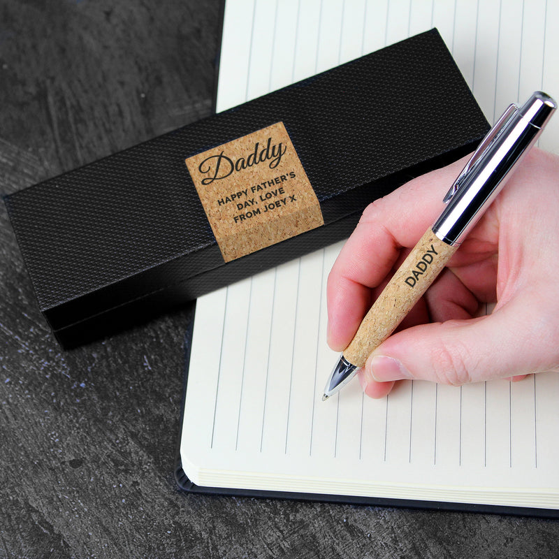 Personalised Free Text Cork Pen Set Pure Essence Greetings