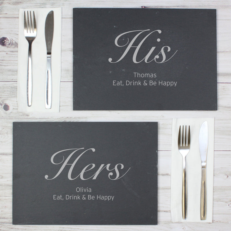 Personalised His and Hers Slate Placemat Set PureEssenceGreetings