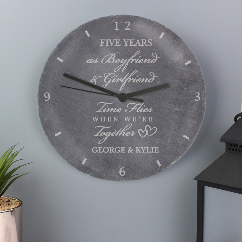 Personalised Anniversary Slate Clock - PureEssenceGreetings 