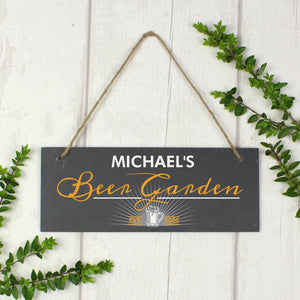 Personalised "Beer Garden" Printed Hanging Slate Plaque - PureEssenceGreetings 