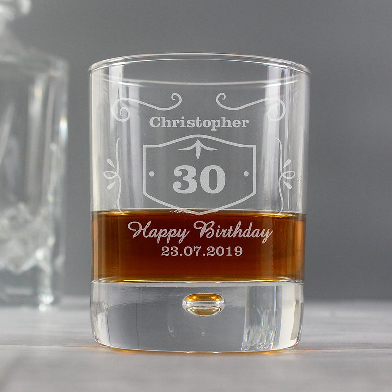 Personalised Classic Whiskey Style Tumbler Bubble Glass Pure Essence Greetings