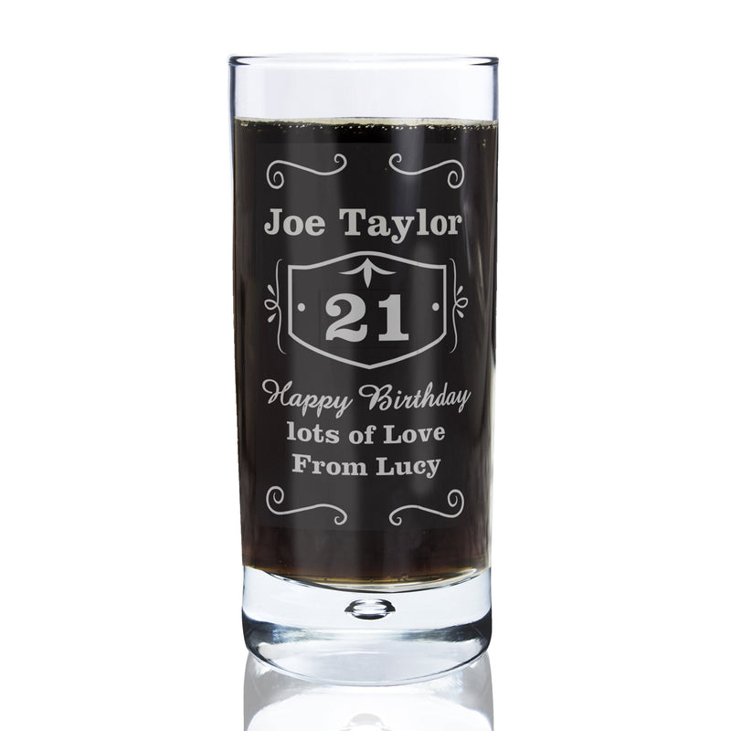 Personalised Classic Whisky Hi Ball Bubble Glass PureEssenceGreetings