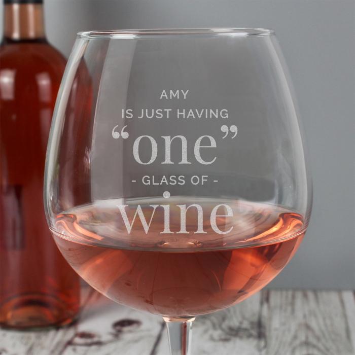 Personalised 'One Glass' Bottle of Wine Glass - PureEssenceGreetings 
