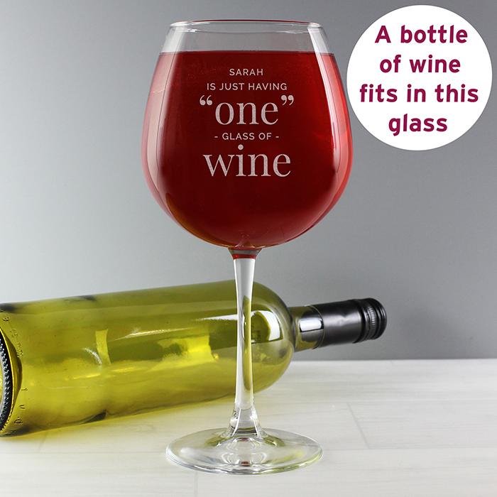 Personalised 'One Glass' Bottle of Wine Glass - PureEssenceGreetings 