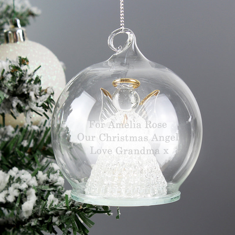 Personalised Christmas Message LED Angel Bauble - PureEssenceGreetings 