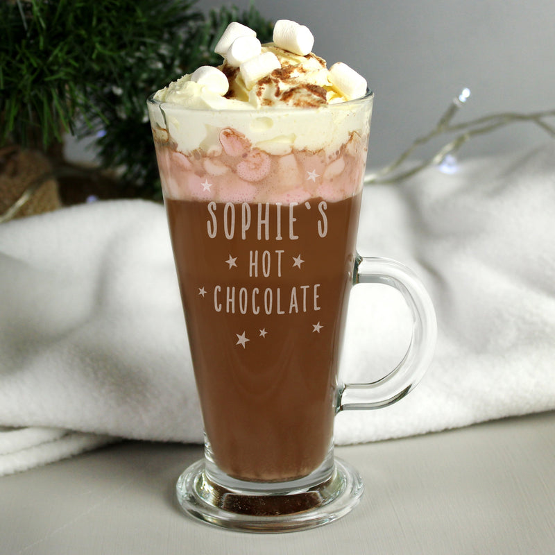 Personalised Stars Hot Chocolate Latte Glass PureEssenceGreetings