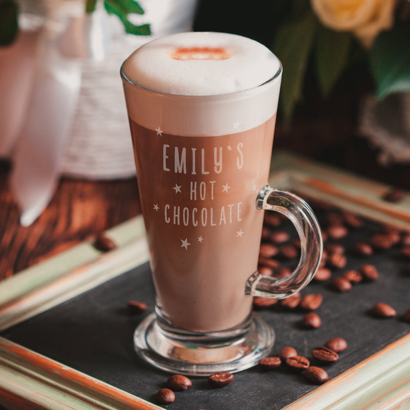 Personalised Stars Hot Chocolate Latte Glass PureEssenceGreetings