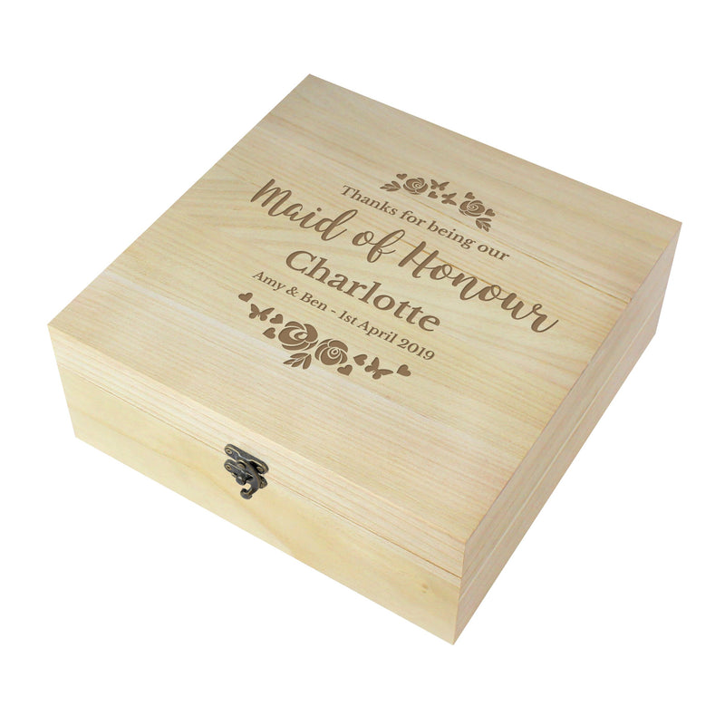 Personalised Wedding Wooden Keepsake Box - PureEssenceGreetings 