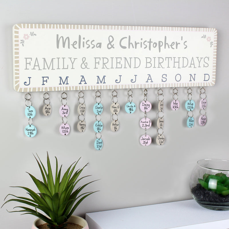 Personalised Birthday Planner Plaque with Customisable Discs - PureEssenceGreetings 