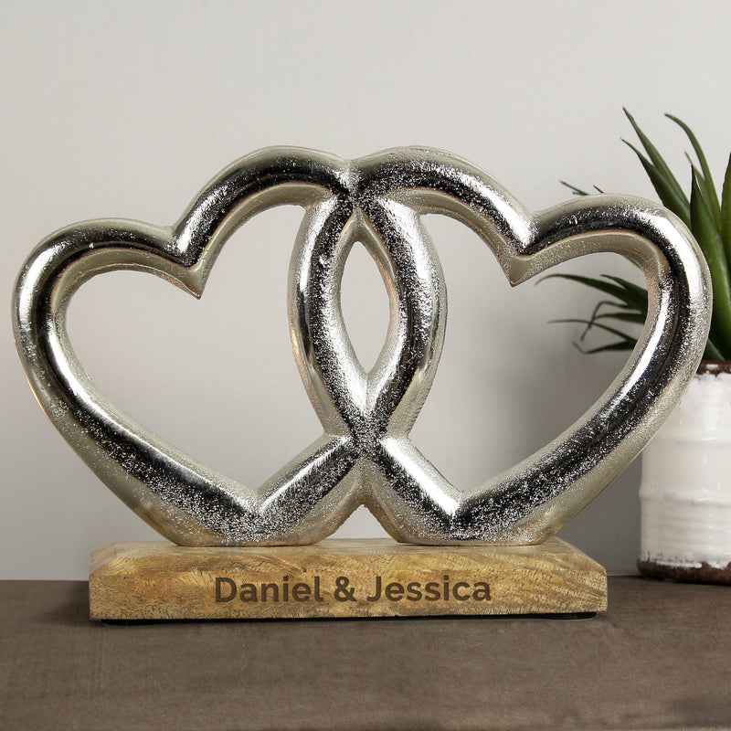 Personalised Free Text Double Heart Ornament PureEssenceGreetings