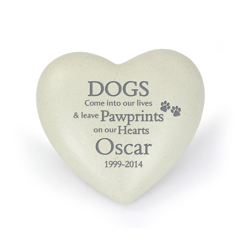 Personalised Dog Pawprints Heart Memorial - PureEssenceGreetings 