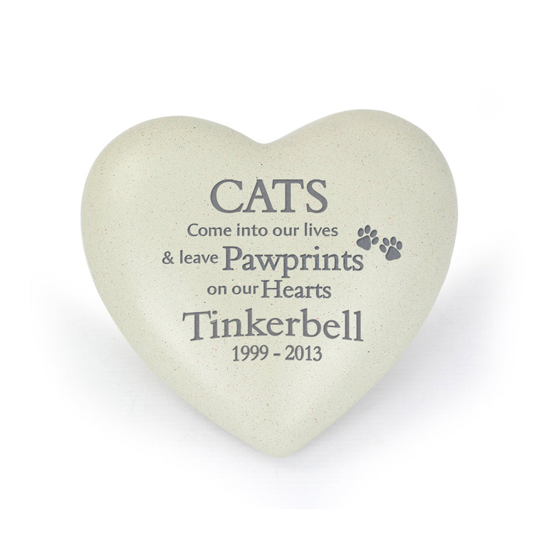 Personalised Cat Pawprints Heart Memorial - PureEssenceGreetings 