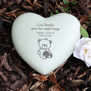 Personalised Teddy Bear Heart Memorial - PureEssenceGreetings 