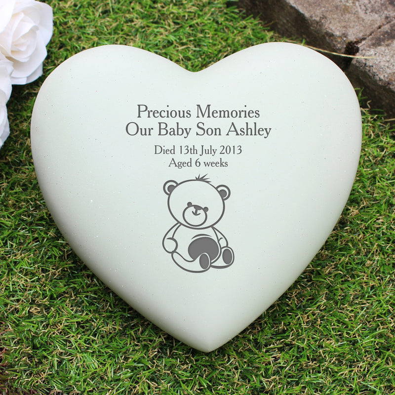 Personalised Teddy Bear Heart Memorial - PureEssenceGreetings 