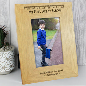 Personalised Oak Finish 4x6 My First Day At School Photo Frame PureEssenceGreetings