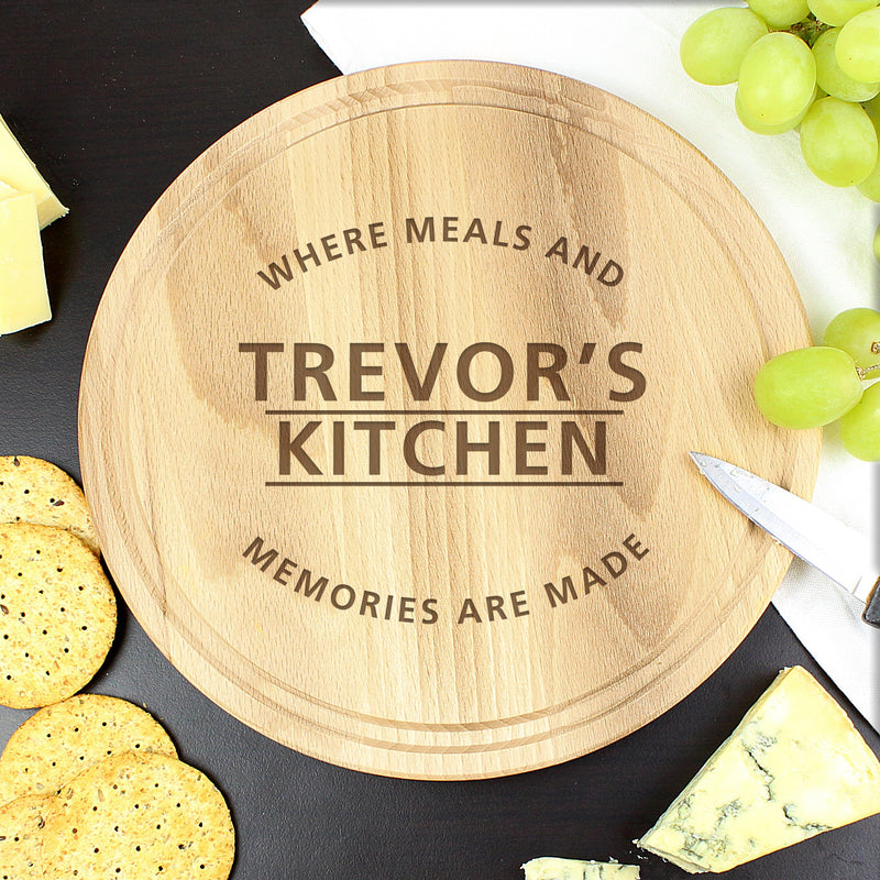 Personalised 'Meals and Memories' Round Chopping Board - PureEssenceGreetings 