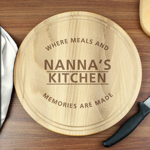 Personalised 'Meals and Memories' Round Chopping Board - PureEssenceGreetings 