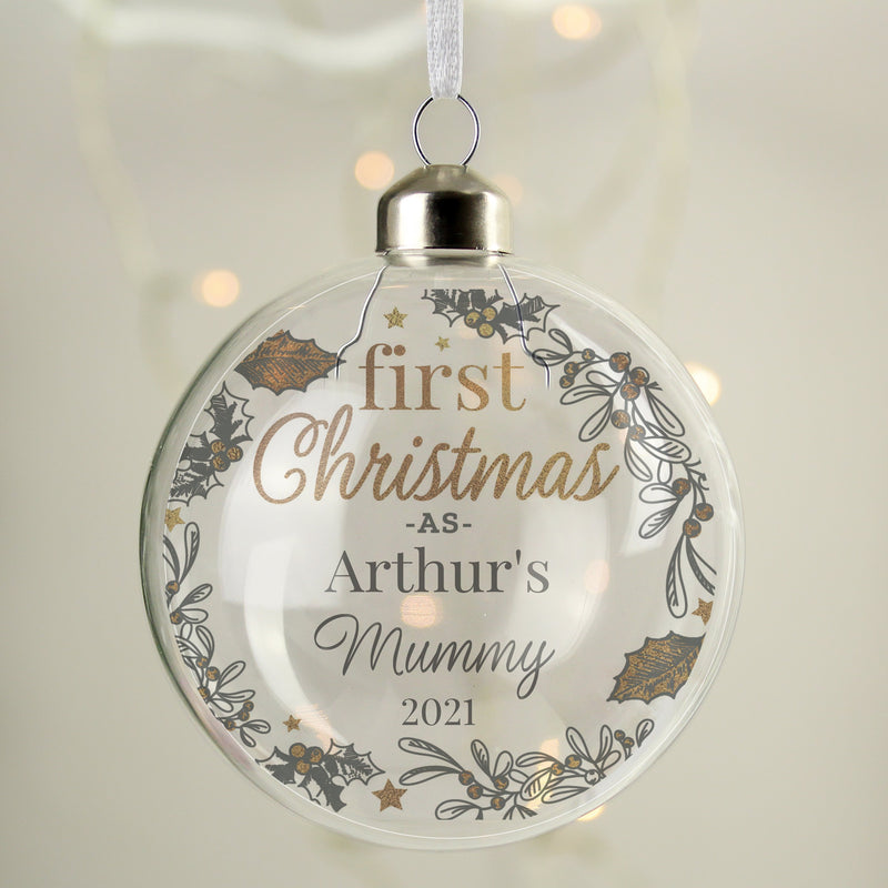 Personalised First Christmas As... Glass Bauble PureEssenceGreetings