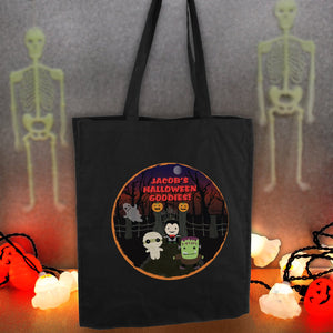 Personalised Halloween Black Cotton Bag PureEssenceGreetings