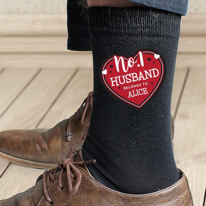 Personalised Hearts No.1 Men's Socks - PureEssenceGreetings 