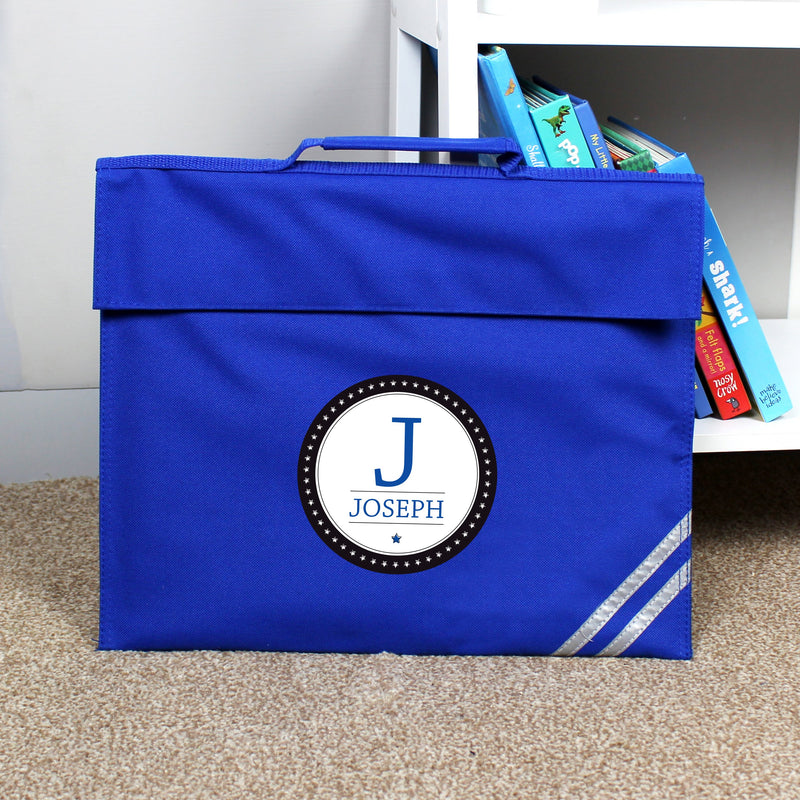 Personalised Initial Blue Book Bag PureEssenceGreetings