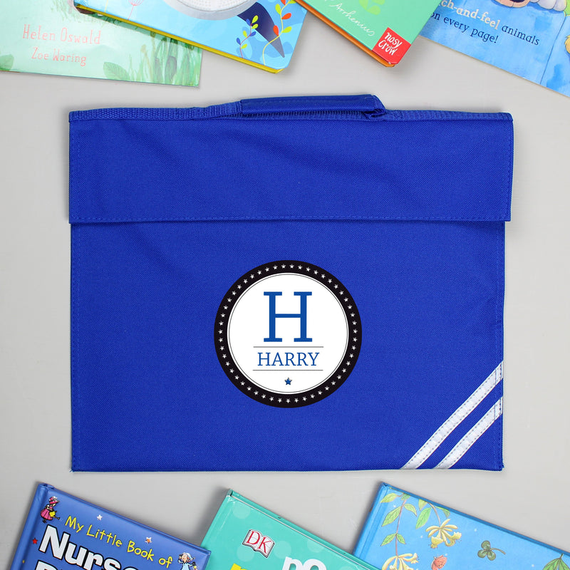 Personalised Initial Blue Book Bag PureEssenceGreetings
