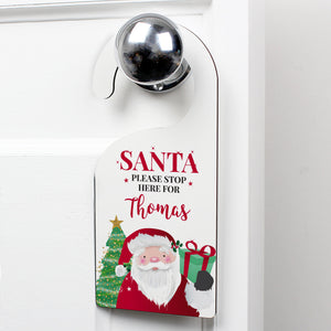Personalised Santa Stop Here Door Hanger - PureEssenceGreetings 