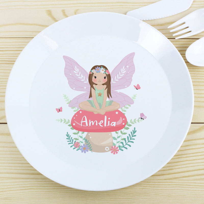 Personalised Toadstool Fairy Plastic Plate PureEssenceGreetings