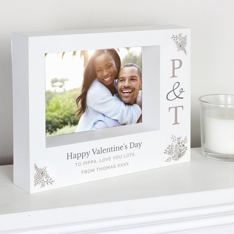 Personalised Couples Initials 7x5 Landscape Box Photo Frame - PureEssenceGreetings 