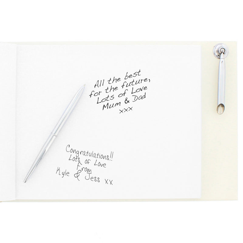 Personalised Mr & Mrs Hardback Guest Book & Pen - PureEssenceGreetings 