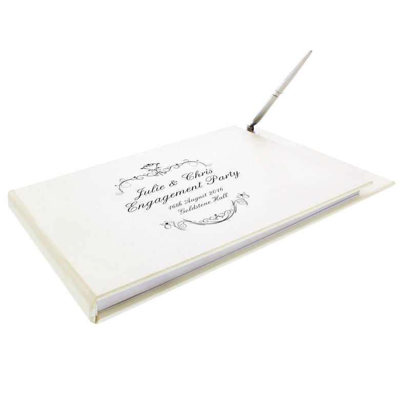 Personalised Ornate Swirl Hardback Guest Book & Pen - PureEssenceGreetings 