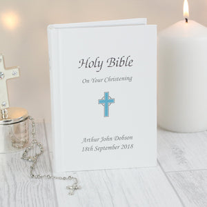 Personalised Cross Bible | Pink | Blue - PureEssenceGreetings 