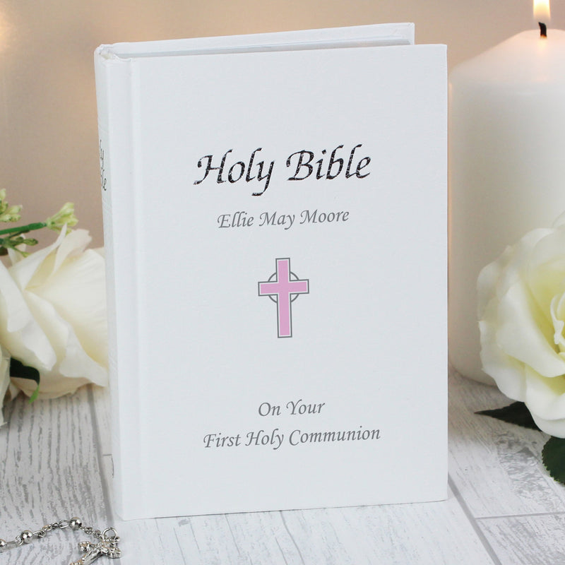 Personalised Cross Bible | Pink | Blue - PureEssenceGreetings 