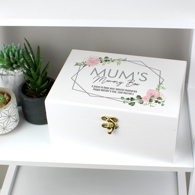 Personalised Abstract Rose White Wooden Keepsake Box - PureEssenceGreetings 