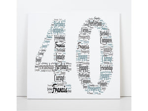 Personalised 40th Birthday Word Art Square Greeting Cards PureEssenceGreetings